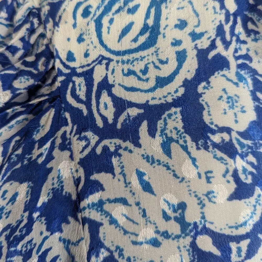 Hemant and Nandita Suho V-Neck Mini Dress Size Small Blue Paisley Preowned - Picture 11 of 12